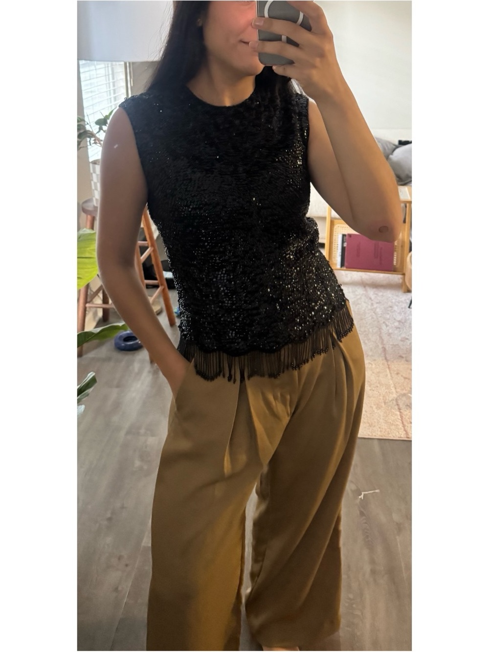 Vintage Gia Ninno Black Beaded and Sequin Top
